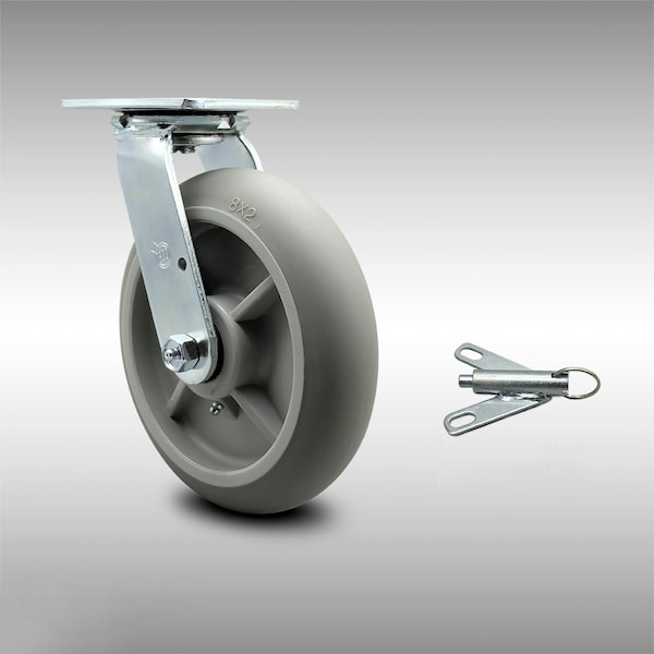 8 Inch SS Thermoplastic Rubber Swivel Caster with Ball Bearing and Swivel Lock